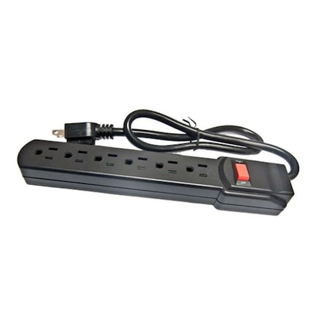 Comprehensive Outlet Strip, Surge, AC Power, 6 ft, Black CPWR-SP6-6B